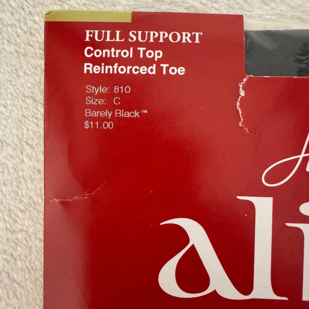 Hanes Alive Pantyhose Women Size C Barely Black Full Support Control Top 2 Pack